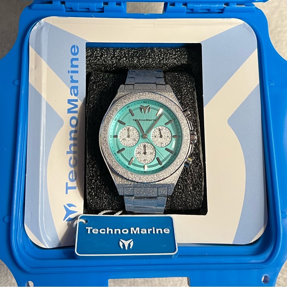 TechnoMarine OceanEmperor Men’s Watch-43mm TM-318152 FrostedSilver&TiffBlue(NWT)